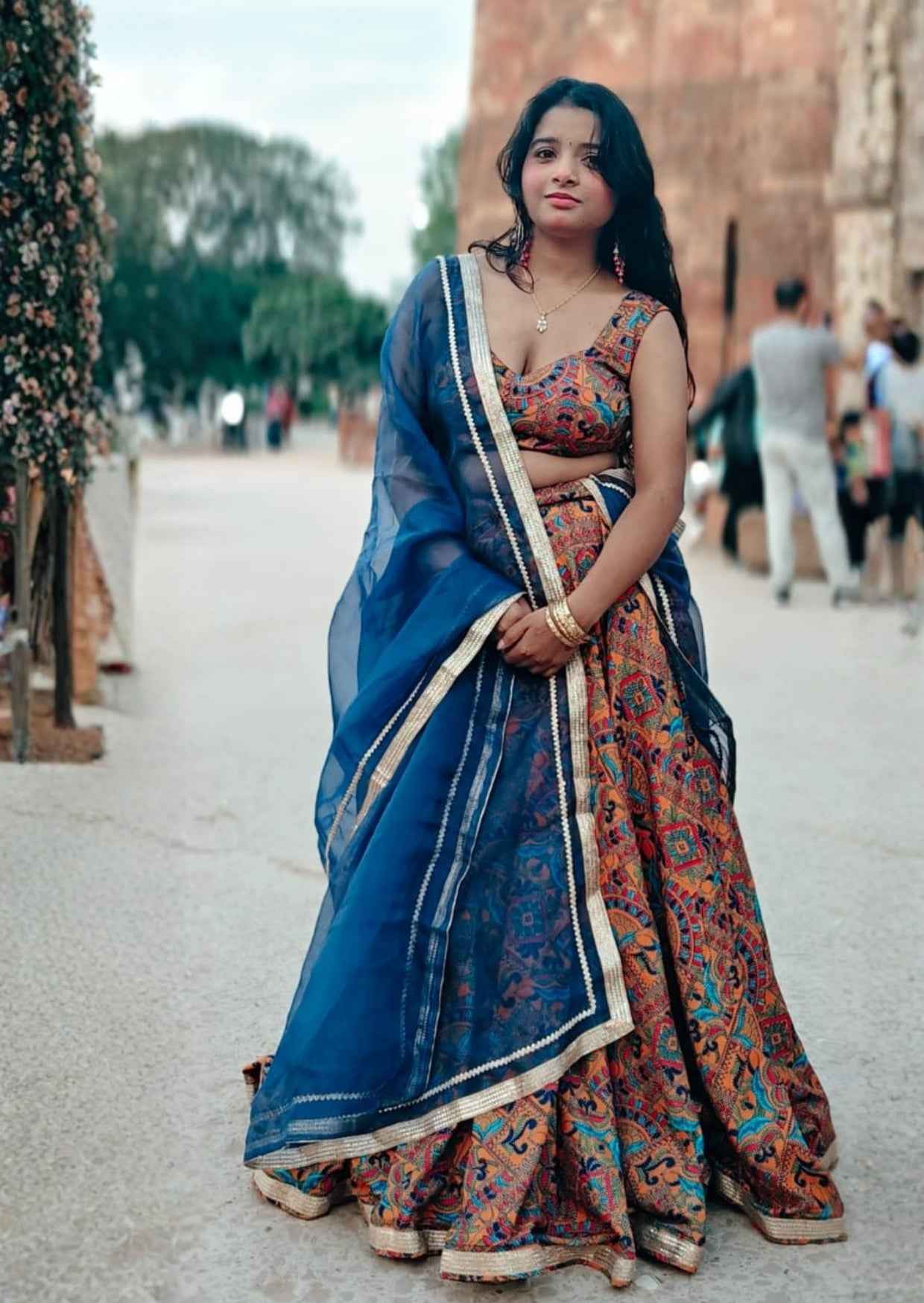 Desert Bloom Mustard Satin Lehenga
