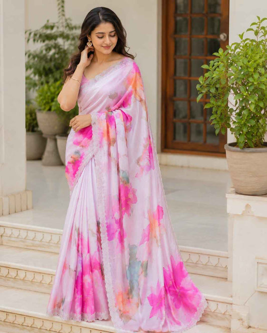 Kaagaz Ke Phool Maheshwari Silk Saree with Diamond Cutwork Border