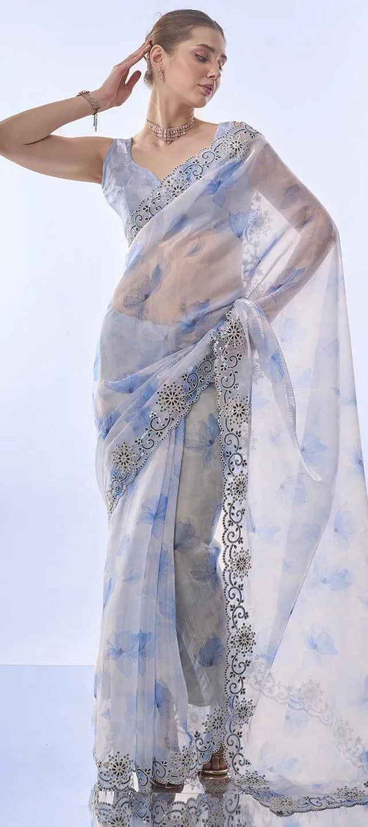 Ira Devyani Embroidered Space Silk Saree