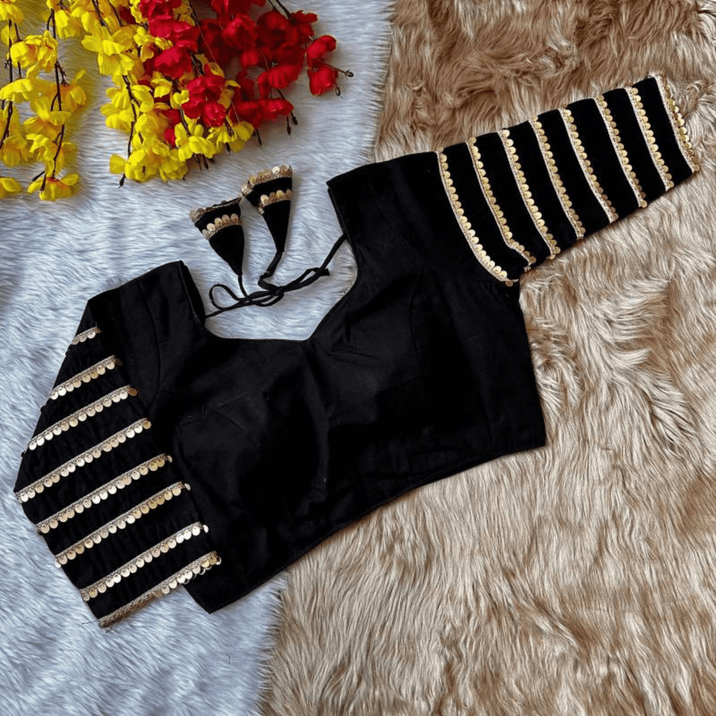 Nysa Midnight Sequins Cotton Silk Blouse