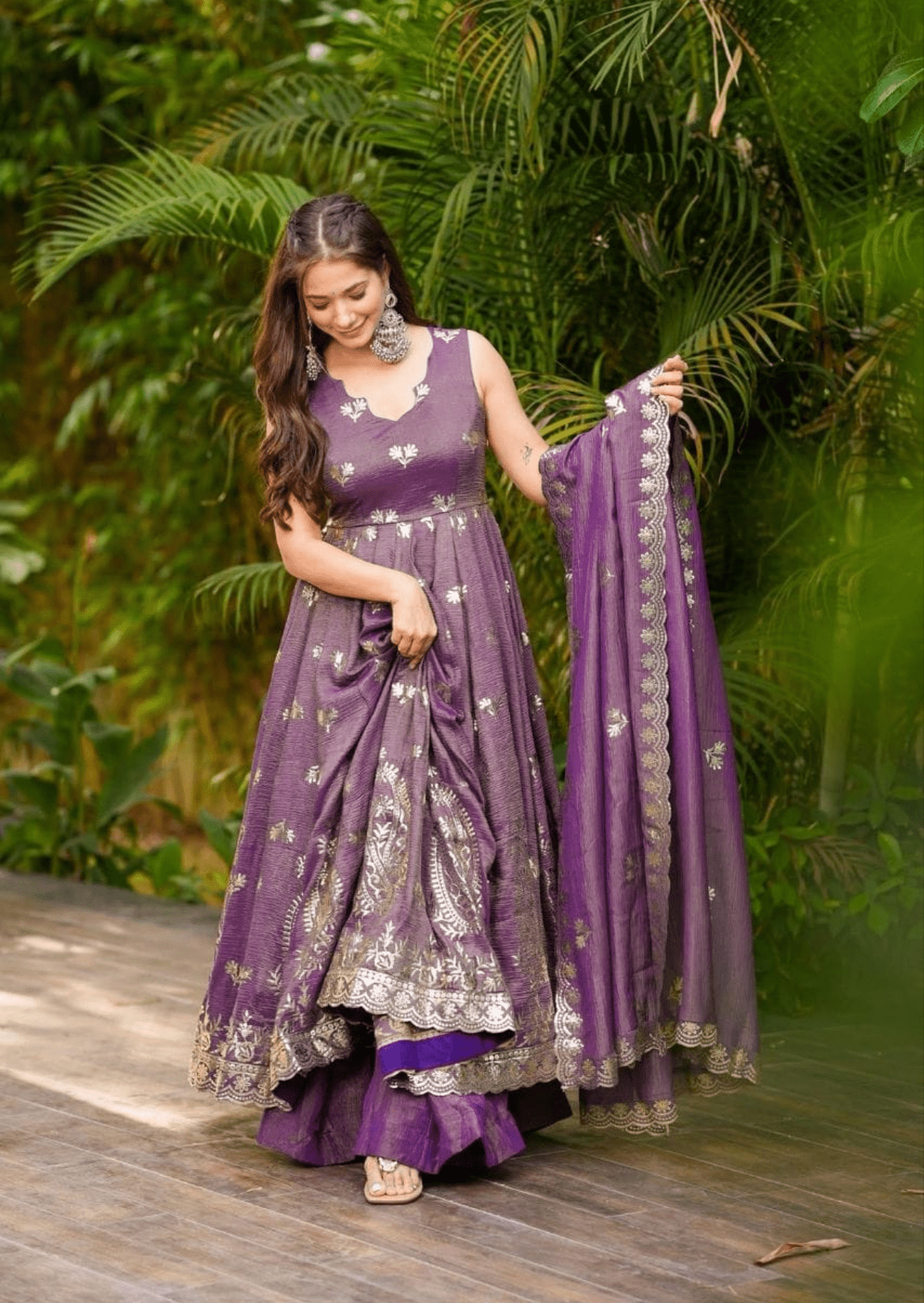Regal Cosmos Embroidered Anarkali Set with Dupatta