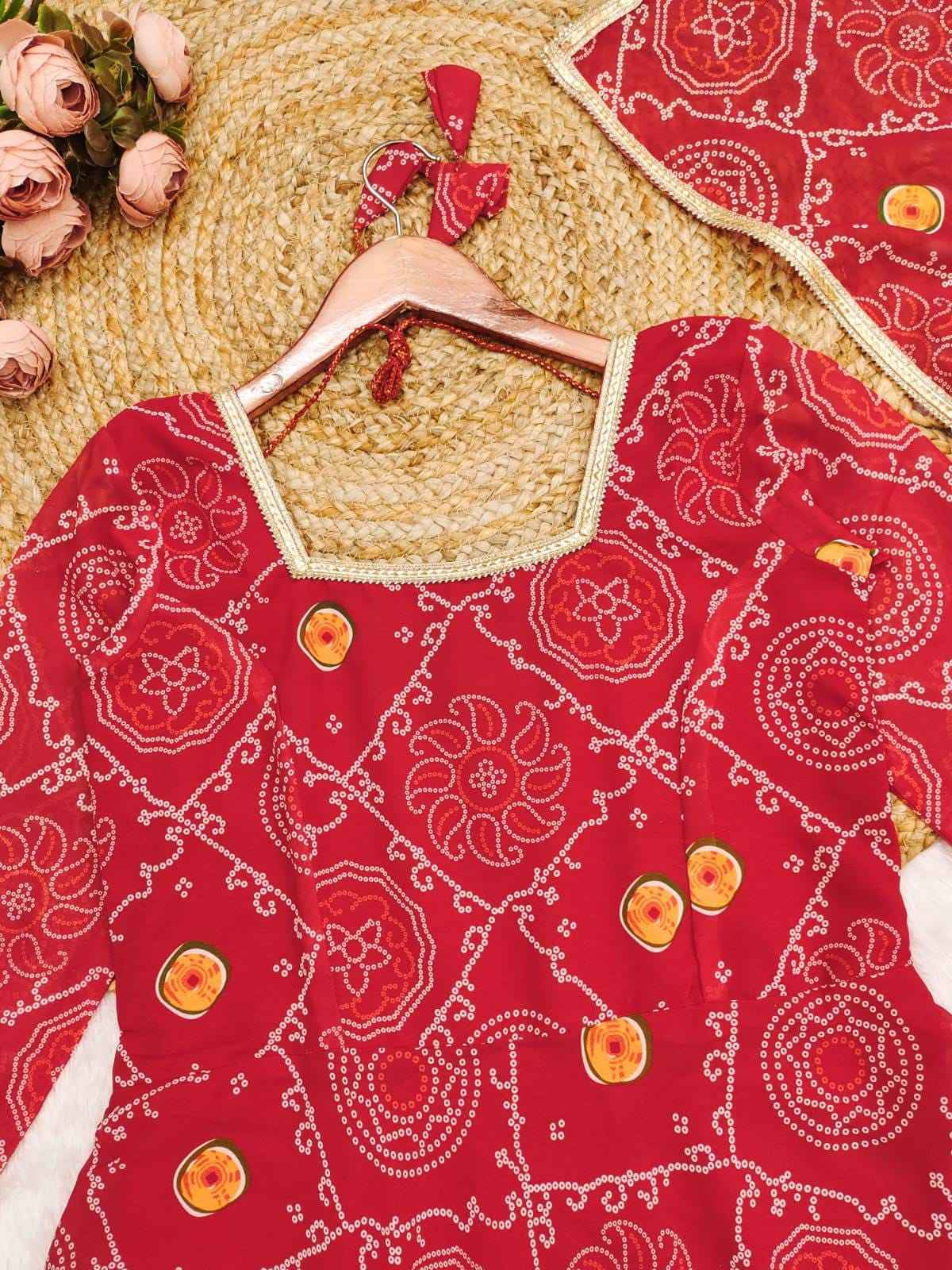 RoopRani Bandhej Georgette Anarkali Set