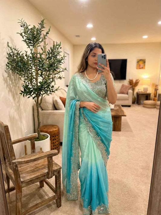 NeelAab NoorLeher Designer Saree
