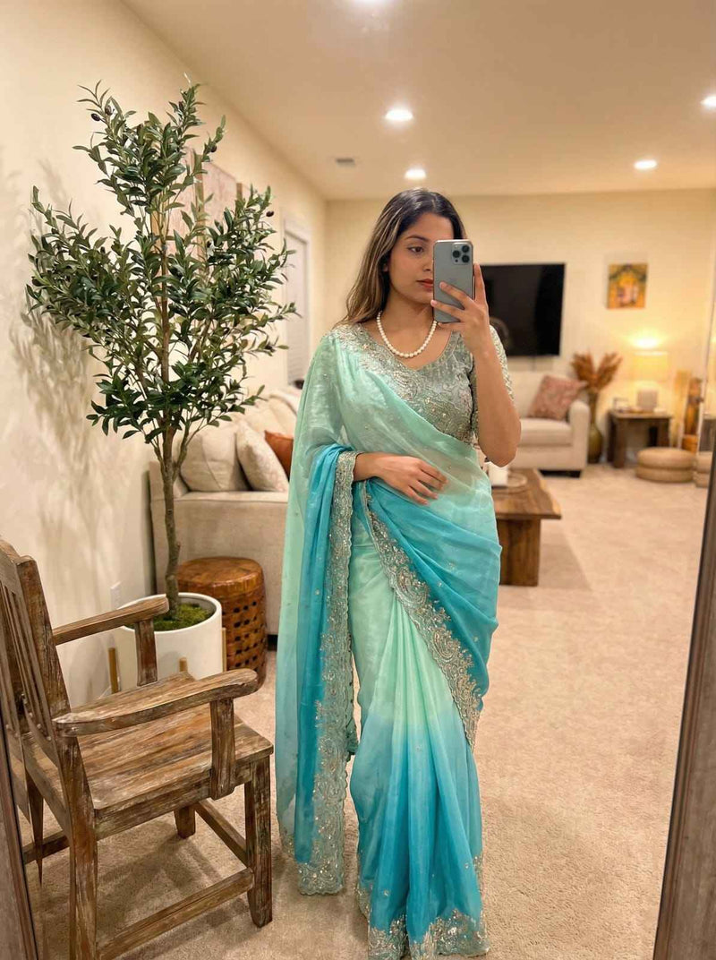 NeelAab NoorLeher Designer Saree