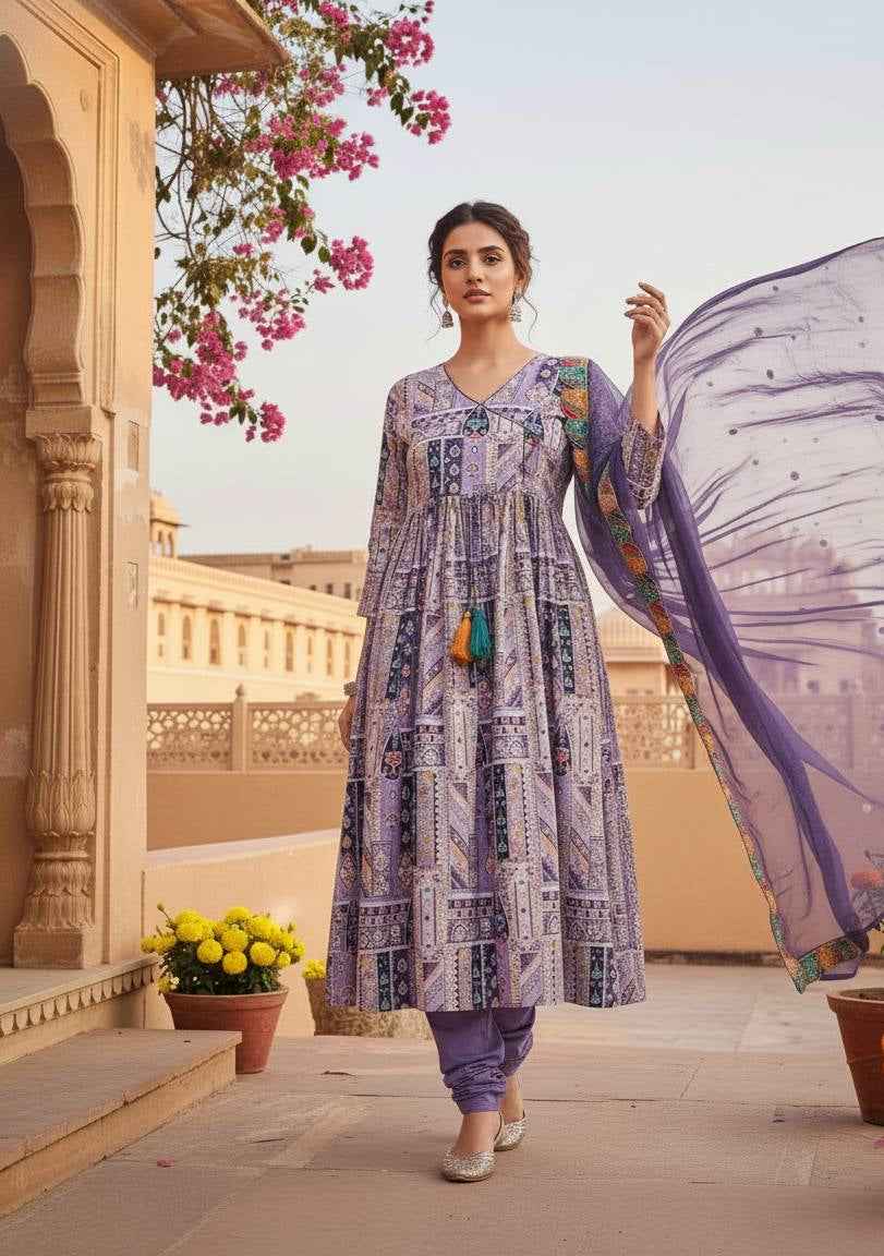 Ira Lavender Angrakha Suit Set
