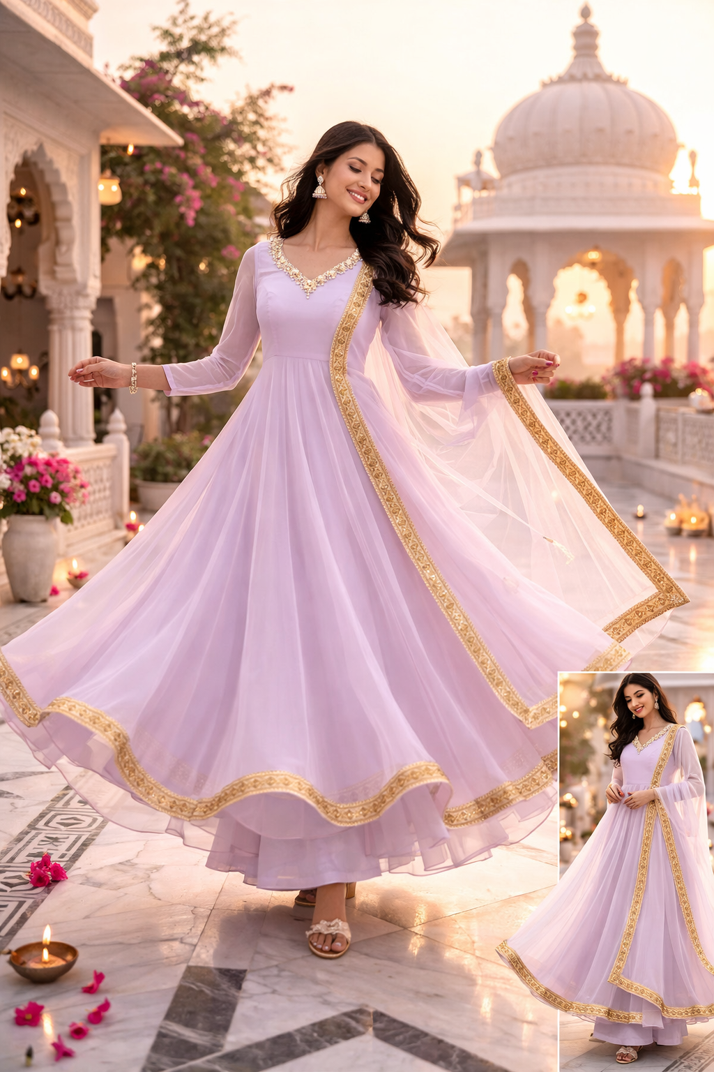 Shagun Lilac Anarkali Suit Set