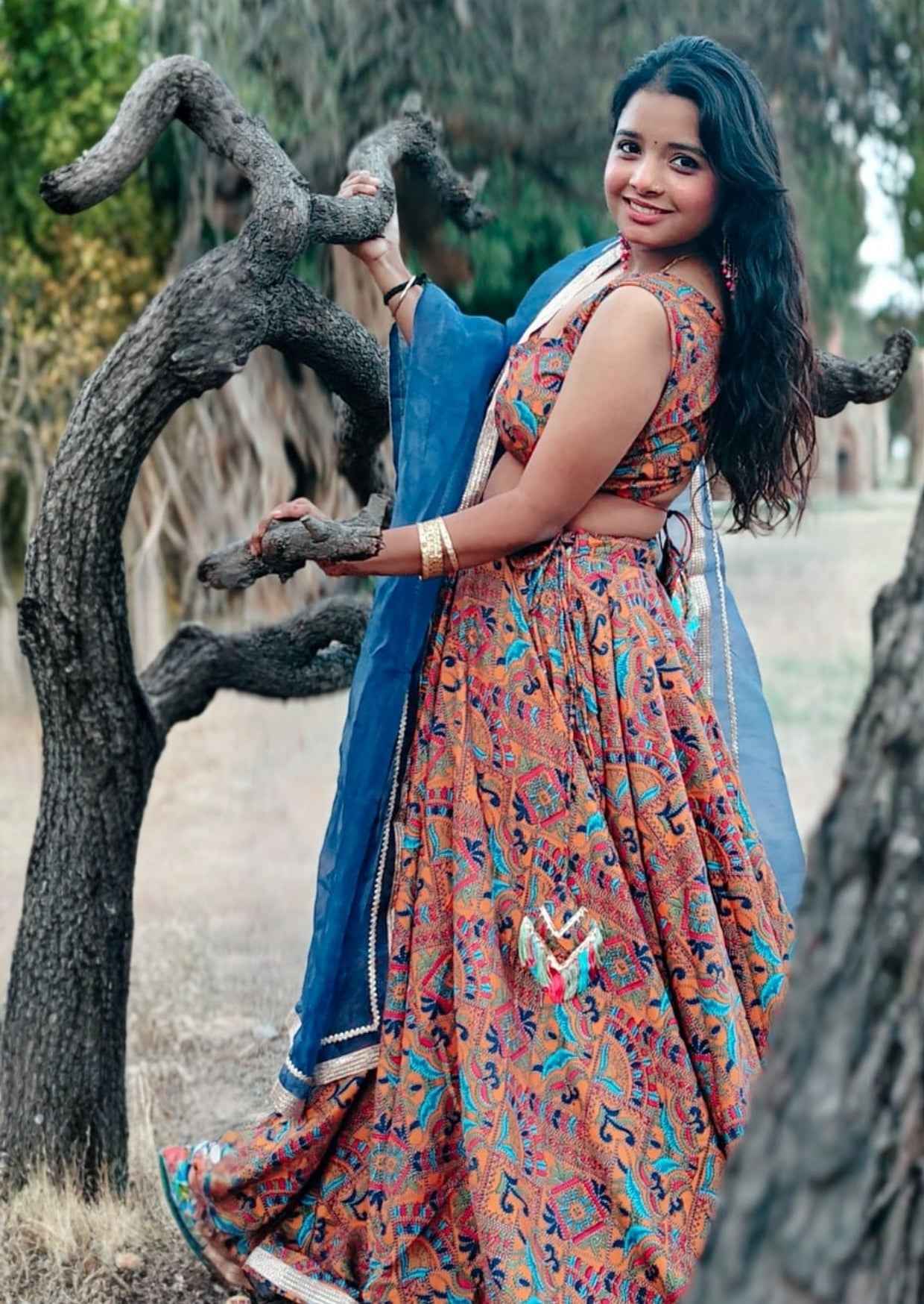 Desert Bloom Mustard Satin Lehenga