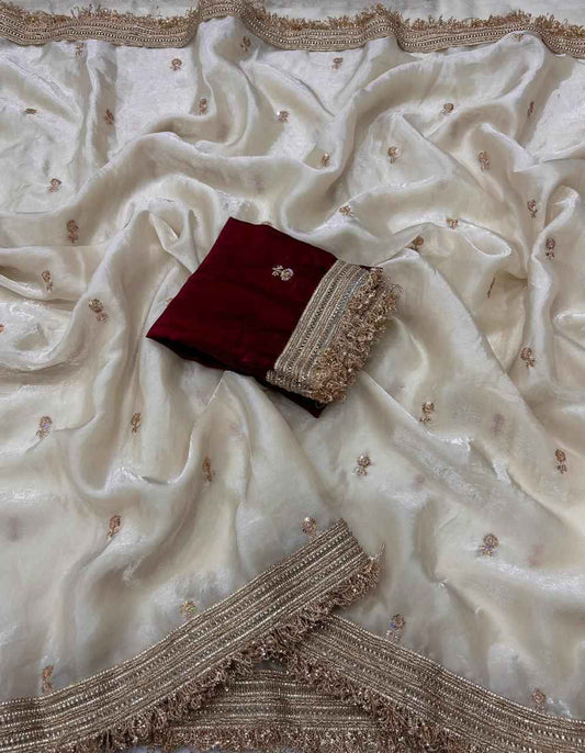 Rajrani Shwetambara Space Silk Saree
