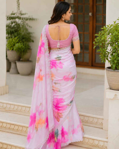 Kaagaz Ke Phool  Maheshwari Silk Saree with Diamond Cutwork Border