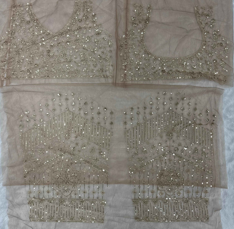 Golden Aura Sequins Embroidered Net Saree with Designer Blouse