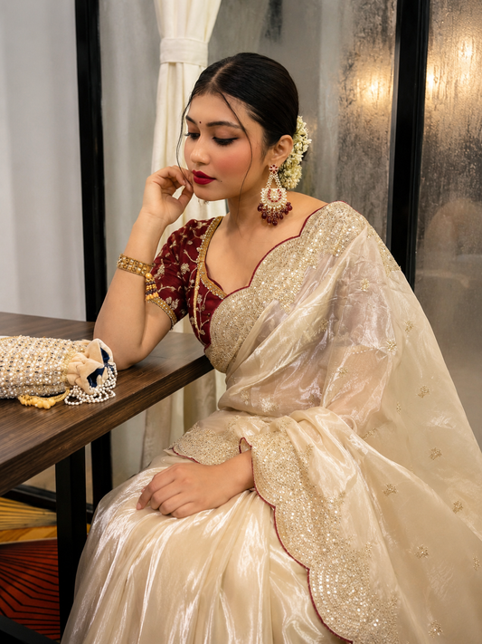 Zareen Soft Space Silk Embroidered Saree Set