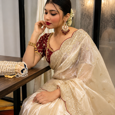 Zareen Soft Space Silk Embroidered Saree Set