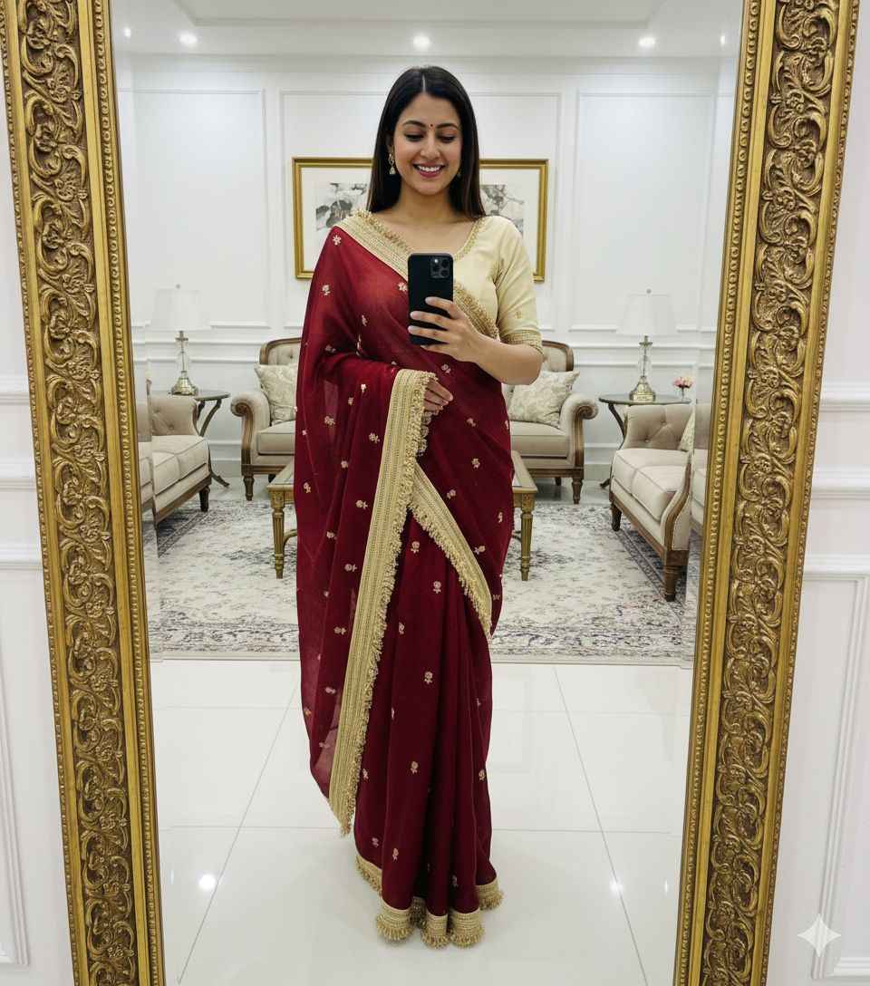 Rajsi Crimson Zari Elegance Saree