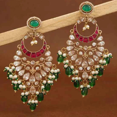 Emerald Ruby Noor Kundan & Pearl Statement Earrings