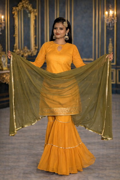 Mustard Bliss Georgette Sharara Set