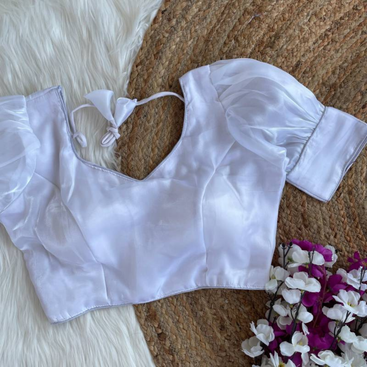 Noelle White Organza Puff Jimmy Choo Blouse