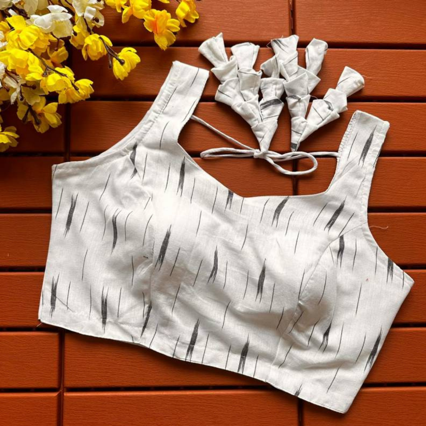 Eshani Ivory Ikat Cotton Blouse