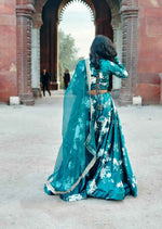 Emerald Bloom Satin Lehenga Set