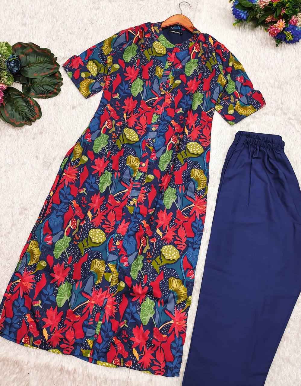 Anaya Indigo A-Line Kurti Set