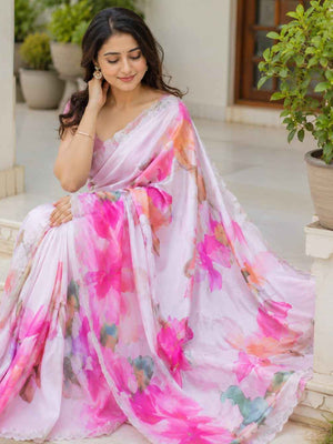 Kaagaz Ke Phool  Maheshwari Silk Saree with Diamond Cutwork Border