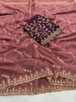 Crimson Royale Georgette Multi Embroidery Saree