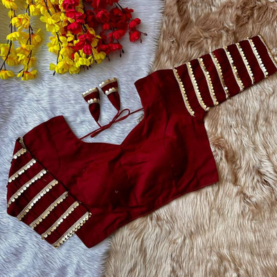 Zaira Maroon Sequins Cotton Silk Blouse