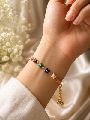 Rainbow Blossom Evil Eye Bracelet