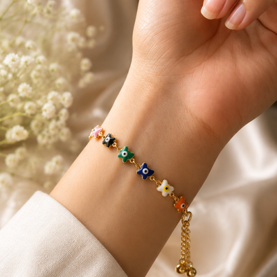 Rainbow Blossom Evil Eye Bracelet