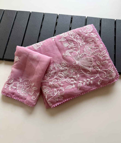 Blush Noor Floral Embroidered Saree