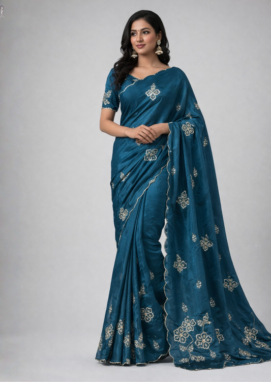 NeelSundari Khatli Handcrafted Silk Saree