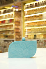 Azure Bloom Marble Clutch