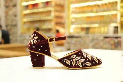 Mehrun Velvet Zari Block Heels