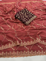 Crimson Royale Georgette Multi Embroidery Saree