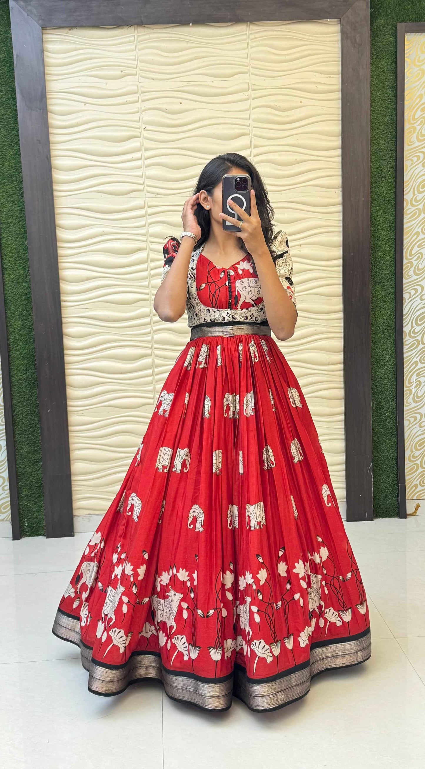 Aadhira Kalamkari Wedding Gown Set