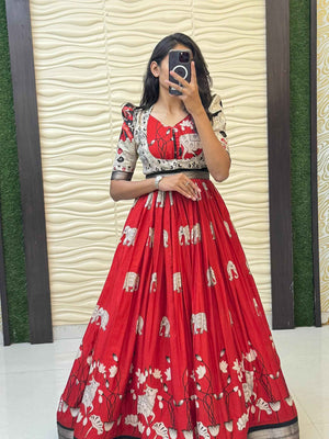 Aadhira Kalamkari Wedding Gown Set
