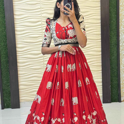 Aadhira Kalamkari Wedding Gown Set