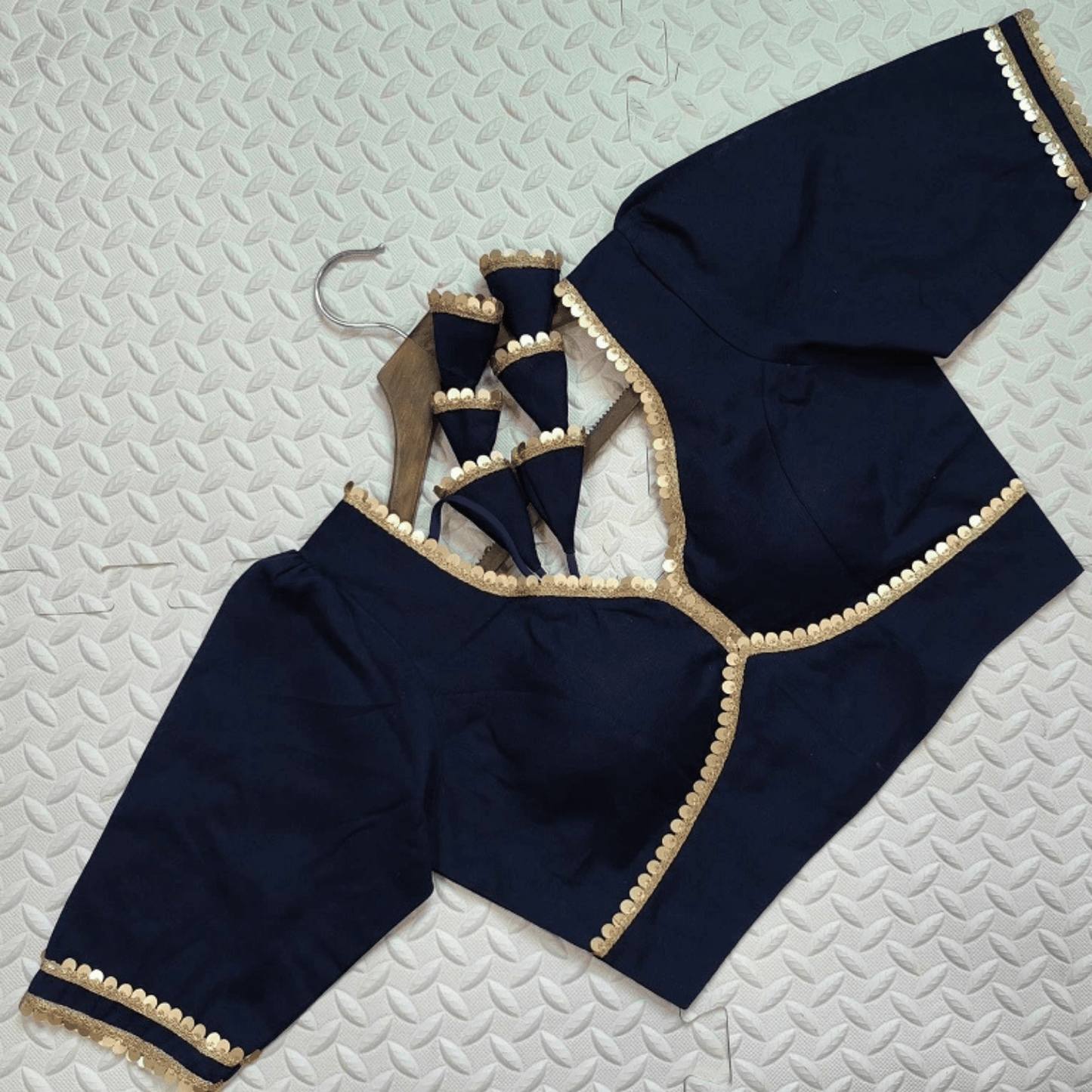 Avira Midnight Blue Sequin Flex Cotton Blouse