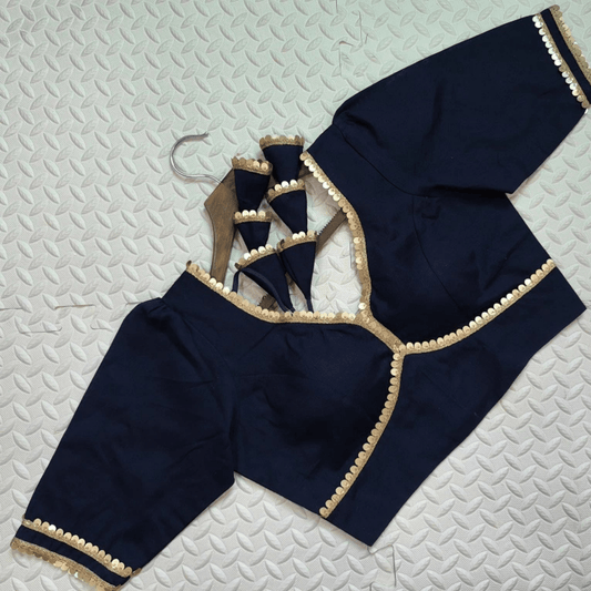 Avira Midnight Blue Sequin Flex Cotton Blouse