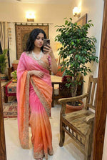 GulAab Pehrava Ombre Designer Saree