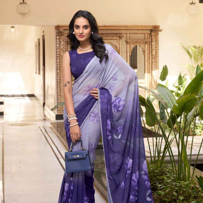 Violet Whisper Floral Soft Georgette Saree