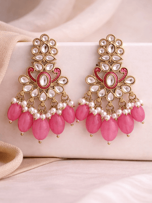 Bhargavi Blush Kundan Pearl Danglers