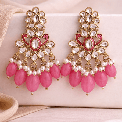 Bhargavi Blush Kundan Pearl Danglers
