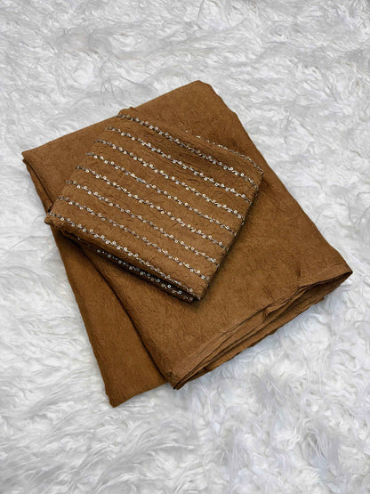Brownee Crush Designer Saree with Heavy Beaded Blouse