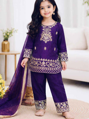 Bulbul Embroidered Silk Suit Set
