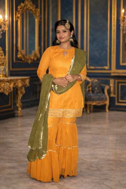 Mustard Bliss Georgette Sharara Set