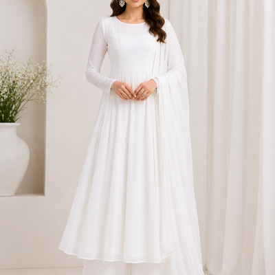 Pavitra Georgette Anarkali Kurta Palazzo Set with Dupatta