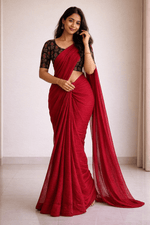 Devyani Soft Crush Chiffon Saree with Printed Blouse