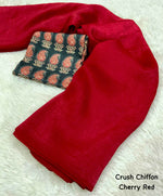 Devyani Soft Crush Chiffon Saree with Printed Blouse