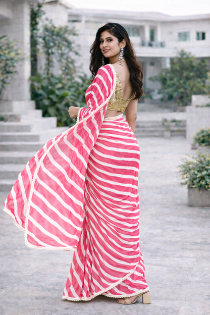 Blush Radiance Leheriya Georgette Saree