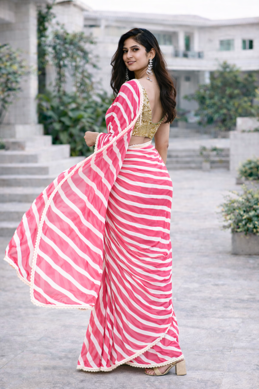 Blush Radiance Leheriya Georgette Saree